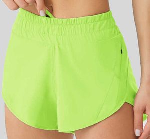 Lululem shorts voor dames Multicolor los ademende snelle drogende sport shorts Dames ondergoed Pocket Yoga broek rok Running Fitnessbroek Gymkleding