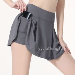 Lulumonm-pantalones cortos deportivos para Yoga y Fitness para mujer, falda antideslizante para correr y tenis, 9043