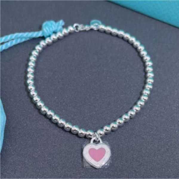 Chaînes de luxe pour femmes Bracelets Bracelet Tiff Designer Love Heart Émail Pendentif Chaîne à main Femme Tiffanjewelry S925 Silver Girl Handchains Bracelet P4p9