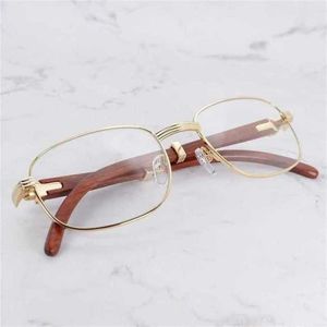 Luxe designer voor dames Duidelijke bril in de bril Frame Trending Spectacles hout metaal transparante glazen frames tinten vullen receptkajia