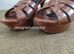 Sandales design de luxe pour femmes plate-forme mot T avec des talons hauts pour la fête 10cm 14cm boîte 34-42 006