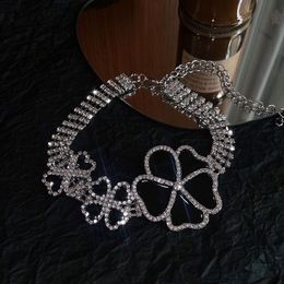 Gargantilla de diamantes de lujo para mujer, collar clásico con dije de trébol, joyería de marca de diseñador, nuevo collar de regalo de amor para fiesta de boda