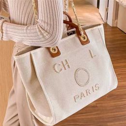 Women's Luxury Fashion Hand Bags Canvas Beach Bag Tote Handbags Classic Female Large Capacity Small Chain Packs Big Crossbody Handbag G7DD 80% off outlets slae
