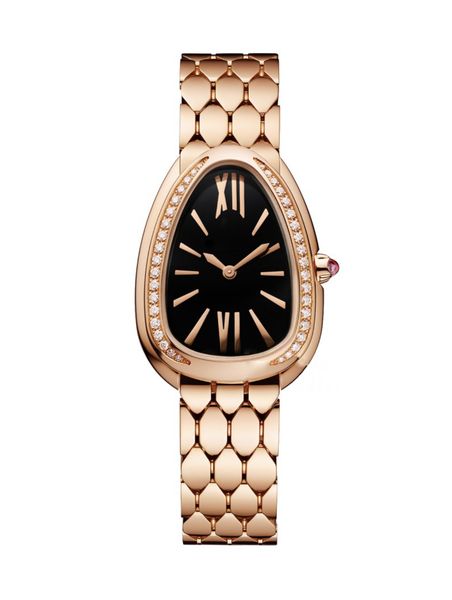 Reloj de cuarzo serpentino de lujo para mujer decorado con aleación de diamantes casual estilo de fiesta simple personalidad Caja de acero inoxidable movimiento importado 32MM