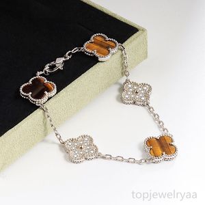 Bracelet de luxe pour femmes, trèfle à quatre feuilles, 19cm de long, avec boîte, chaîne en or, bracelet à breloques féminin