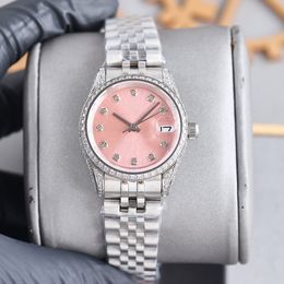 Luxe horloge met dames roze ronde wijzerplaat 28 mm M279139RBR krasbestendig blauw kristal vergrootkalender automatische machine 904L roestvrij staal Montre de Luxe