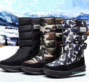Bottes de neige pour femmes / hommes étanches Chaussures de coton antidérapantes imperméables Bottes à mi-jambe extérieure de haut niveau