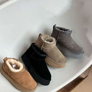 Dames/heren Winter Ultra Mini Boot Designer Australische platformlaarzen voor echt leer Warm enkelbont laarsjes Luxe schoen Kleur: grijs/zwart/kaki/lichtbruin