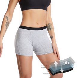 Ropa interior para el período menstrual de las mujeres Calzoncillos bóxer a prueba de fugas Boyshort Bragas de algodón para damas 210730