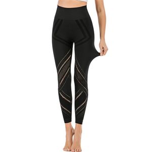 Mallas de malla para mujer, pantalones de Yoga, pantalones capri no transparentes de cintura alta, cómodos, suaves y ajustados 303F