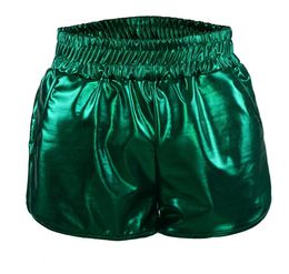 Dames Metallic Shorts Rave Dance Stage Wear Shorters Glanzende Hotpants Yoga Sparkly Outfit Elastische taille S-XXL Goud Zilver