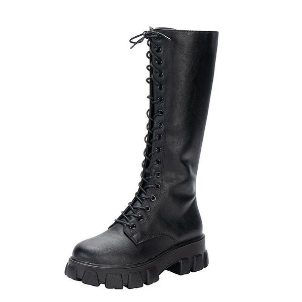 Bottes mi-mollet pour femmes chaussures rembourrées baskets d'hiver hautes au genou Style punk militaire décontracté blanc noir Lucury plate-forme femme pour filles chaussures de fête grande taille