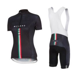 Dames Milano Italië Pro Team Wielertrui Ropa Ciclismo Set Wielerkleding Vrouw Sets Zomer 2022 Cuissard Velo Pro Avec Gel3287