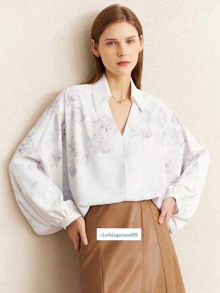 Femmes minimalisme chemises pour 2023 automne femme lâche Cape manches élégant peint vêtements col en v hauts à la mode 12220127
