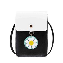 Teléfono móvil para mujer, billetera cero, bolso de hombro con flores coreanas, bolso diagonal simple a la moda, bolso pequeño 068