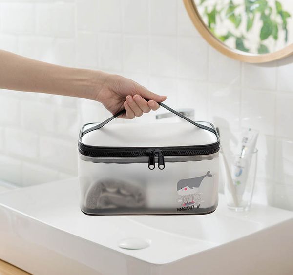 Sac cosmétique multifonctionnel pour femmes, sacs de lavage transparents de grande capacité de voyage portable, boîte de sac de rangement étanche