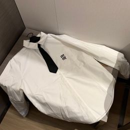 Chemisier blanc de haute qualité pour femmes, nouveau design, style petit ami, ample, avec cravate, lettre imprimée, chemise SML