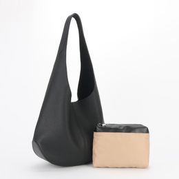 Nouveau sac fourre-tout minimaliste et de grande capacité pour femmes, sac seau en cuir haut de gamme à la mode, sac à bandoulière chic gris noir