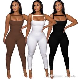 Het nieuwe product van dames Skinny Rompers 2022 Lente en zomer Solid Color Suspender Slim passende jumpsuit