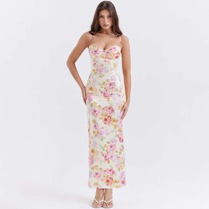 Nieuw voor vrouwen met print en Suspender, sexy open rug split Holiday Style Floral Dress for Women 477770