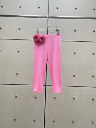 Dames niche merk designer broek 2024 zomer hoogwaardige dames rose stickers hoge taille leggings cropped broek