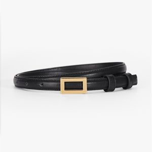 Cinturón de cuero de diseño de moda de nicho para mujer, hebilla lisa Rectangular decorativa, accesorios de estilo coreano delgados versátiles