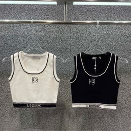 Dames o-neck letter logo borduurwerk designer gebreide tanks crop topvest camis sml