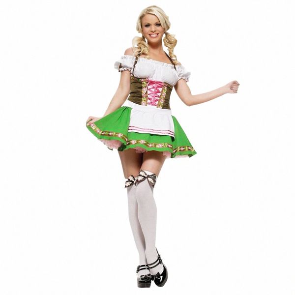 Oktoberfest des femmes Dr Traditial allemand bavarois bière fille Costume Body Sculpting scène Costume Maid Costume Dres v30k #