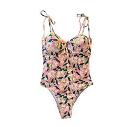 Dames één stuk zwempak sexy bloemen bikini bodysuit spa pool feest badpak dubbele g zomer riem vorm zwempakken strand ondergoed gevulde hoge taille strandkleding