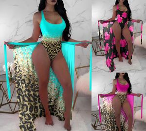 Traje de baño de una pieza para mujer Traje de baño de una pieza de leopardo en contraste sexy de moda de verano con cubrir vacaciones en la playa