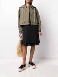 Dames Outerwear Jackets Coats Luxury merkontwerper Anagram Logo denim zonnebankstof werkpak kort jas kap jas met capuchon
