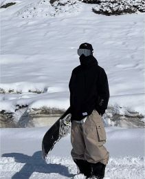 Pantalones de esquí de color caqui de gran tamaño para mujeres Pantalones de carga de snowboard de snowboard al aire libre.