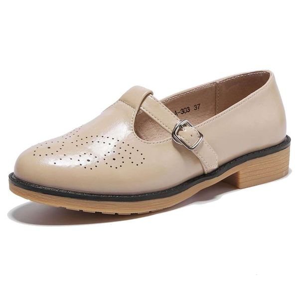 Chaussures en cuir en cuir de l'Oxford Jane Mary pour femmes - Chandeaux en T-STRAP STRAP CASCOSS