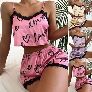 Femmes Pama Shorts costume 2 pièces ensemble Homewear sous-vêtements imprimés Pijama Sexy Lingerie Camisoles réservoirs nuisette vêtements de nuit femmes