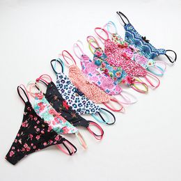 Bragas de mujer 10 piezas / lote Bragas de mujer Voplidia Milk Silk Cute Bow GString Tangas Sexy leopard Zebra Lades LowWaisted Ropa interior sin costuras 221202