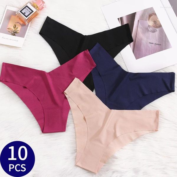 Culottes pour femmes 10 pcs/lots sous-vêtements sans couture en forme de V slips ultra-minces pour femme taille basse tongs féminines lingerie couleur