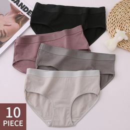 Culotte femme 10 pièces ensemble coton sous-vêtements de femme solide femme Lingerie pcs caleçons Tangas goutte 231127