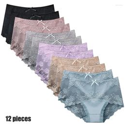 Damesslipje 12 stuks ondergoed sexy kant vrouwelijke onderbroek comfortabele elegante slip transparant licht ademende lingerie