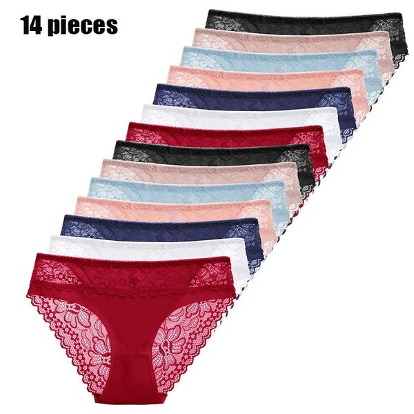 Bragas de mujer 14 piezas Ropa interior de seda de hielo Lindo Sexy Cómodo Suave Encaje Sin costura Calzoncillos de niña VENTA 231127