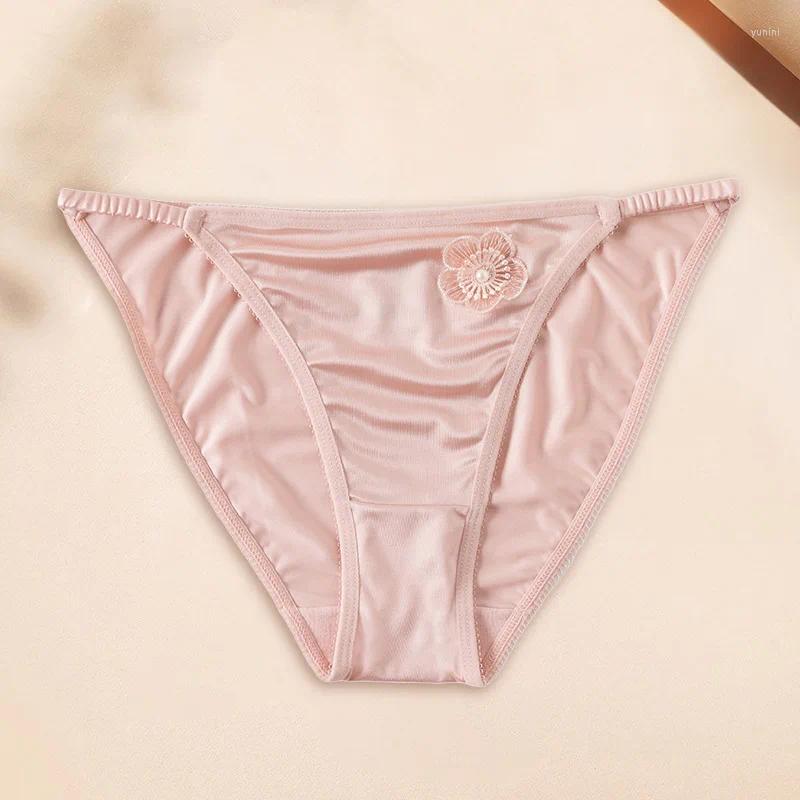 Kadın Panties 1 PC Sakinsiz UNDANTS iç çamaşırı saten brifingler Naylon Knickers İnce Kadınlar Düşük Bel Çiçeği