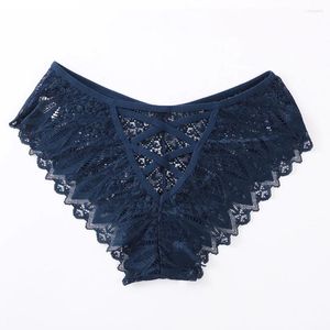 Dames slipje 1 st vast kleur kanten kruisband kruisstrap slijsten middelste taille ondergoed lingerie elastische vrouwelijke shorts