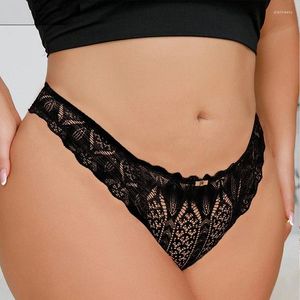 Culotte Femme 1XL-4XL Plus Taille Taille Basse Dentelle Creux Out Strings Pour Femmes Transparent Sexy Sangle G-String Femme Sous-Vêtements Respirants