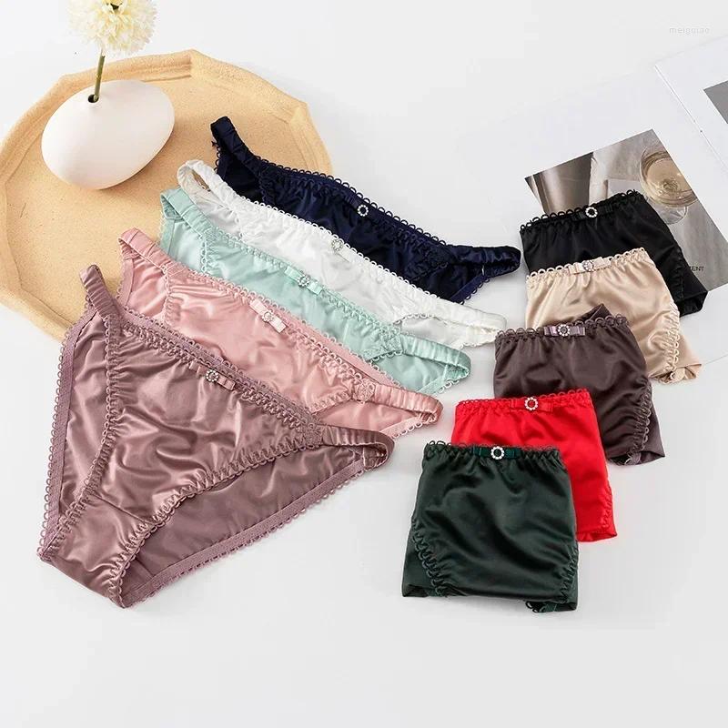 Women's Panties 2024 Lingerie Sexy Soft Satin String Elastic Low Waist Seamless T Back G Word
