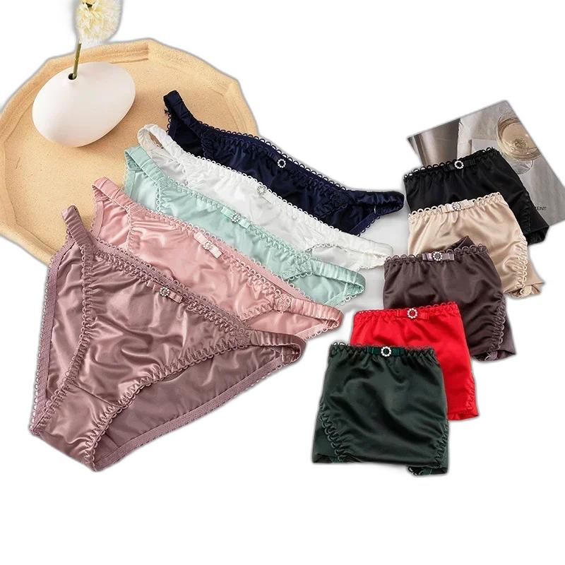 Women's Panties 2024 Lingerie Sexy Soft Satin String Elastic Low Waist Seamless T Back G Word