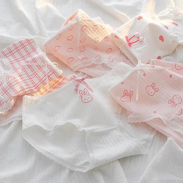 Culotte femme 2024 sous-vêtements mignon dessin animé coton doux respirant imprimé animal sans couture pour les femmes fraise lingerie
