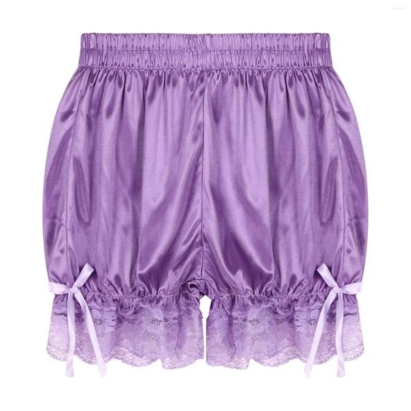 2024 Femmes Filles Citrouille Bloomers Shorts Lolita Satin Dentelle Panty Sous-Vêtements Frilly Knickers Boxer Pantalon De Nuit Loungewear