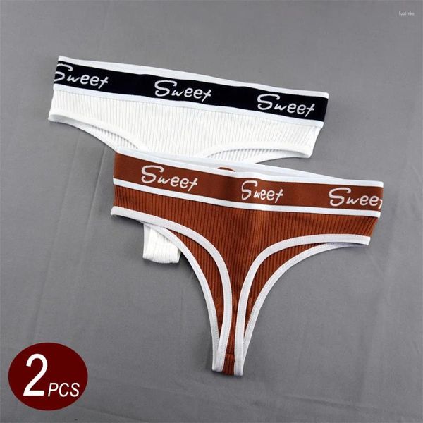 Culotte de femmes 2pcs / set plus taille string women women en coton sans remède en coton féminin lingerie sections lettres