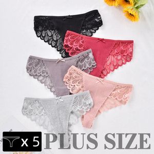 Dames slipje 3/5 stcs vrouwen plus maat sexy katoenen string g-string ondergoed ondergoed low-rise vrouwelijke briefs dames onderbroek vaste kleur