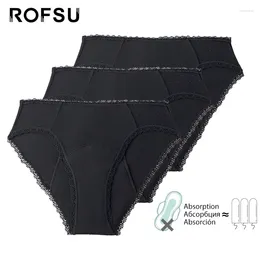 Culottes pour femmes 3 pcs / lot bambou menstruel femmes cycle sous-vêtements brésiliens slips 4 couches flux lourd absorbant lingerie étanche