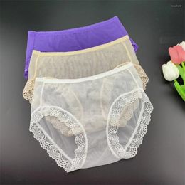 Damesslipje 3-delig transparant doorzichtig dames plus size ruches kant sexy ondergoed dames perspectief korte onderbroek